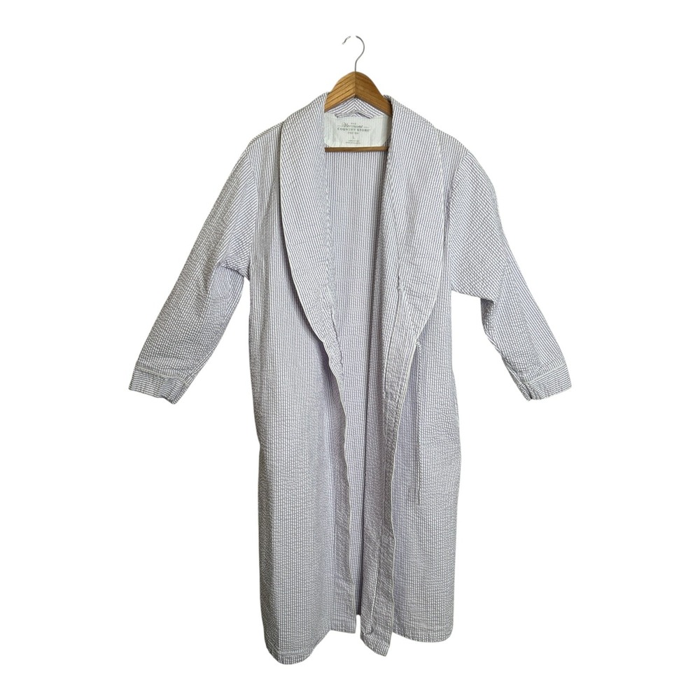 Vermont Country Store Classic Seersucker Wrap Robe Lavender White L